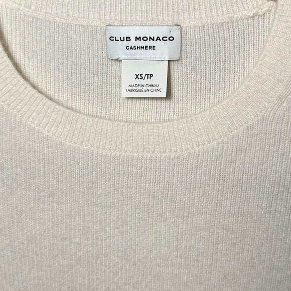 Club Monaco Knit Cashmere Crewneck Coon Sweater in Shell - Picture 3 of 5